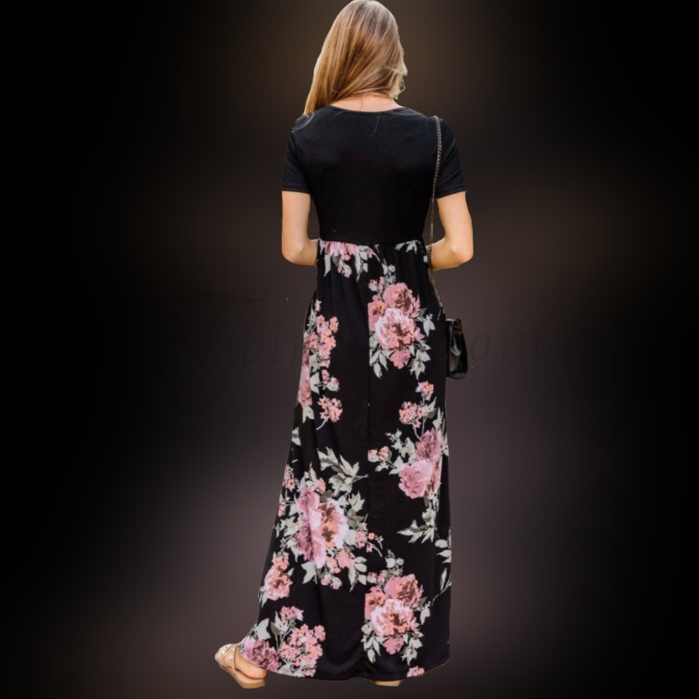 Nightingale: Black Floral Maxi Dress - Picture 3 of 3